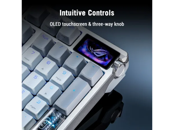 ASUS ROG Azoth 96 HE Wireless Gaming Keyboard, Hall Effect Magnetic Switches, OLED, White