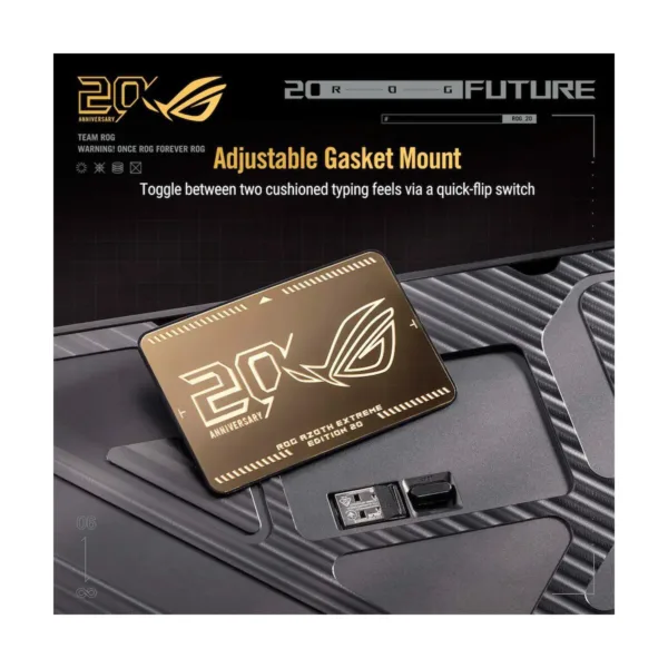 ASUS ROG 20th Edition Azoth Extreme Wireless Mechanical Gaming Keyboard, 75% TKL, Gold/Black