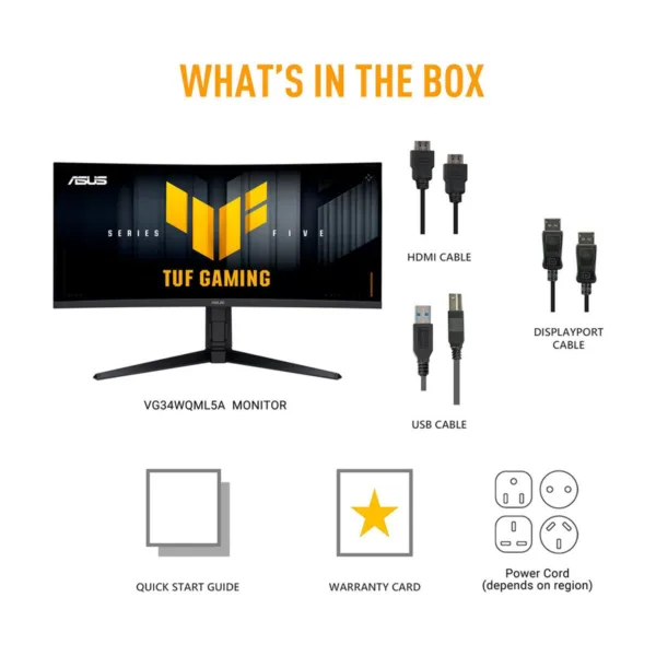 24-281-401-17.jpg ASUS TUF Gaming VG34WQML5A 34" Ultrawide QHD 250Hz Curved Gaming Monitor, HDR400