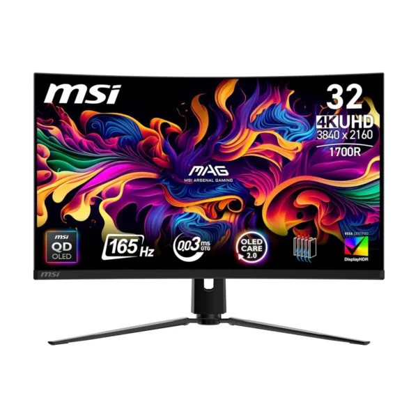 MSI MAG 321CUP QD-OLED 32" 4K UHD 165Hz Curved OLED Gaming Monitor, 0.03ms, USB-C
