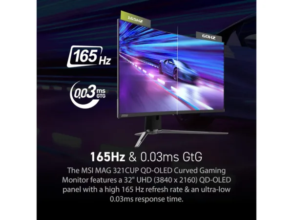 MSI MAG 321CUP QD-OLED 32" 4K UHD 165Hz Curved OLED Gaming Monitor, 0.03ms, USB-C