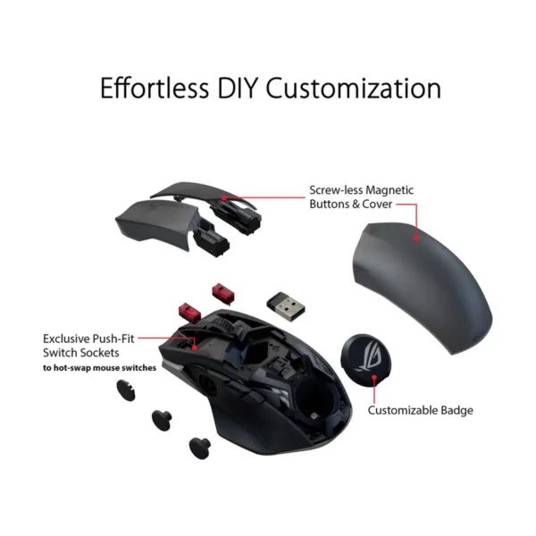 ASUS ROG Chakram X Origin Tri-Mode Gaming Mouse, 36000 DPI, 11 Buttons, Black