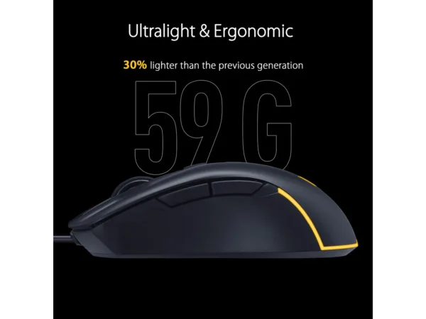 ASUS TUF Gaming M3 Gen II Wired Gaming Mouse, 59g, 8000 DPI, IP56, Black