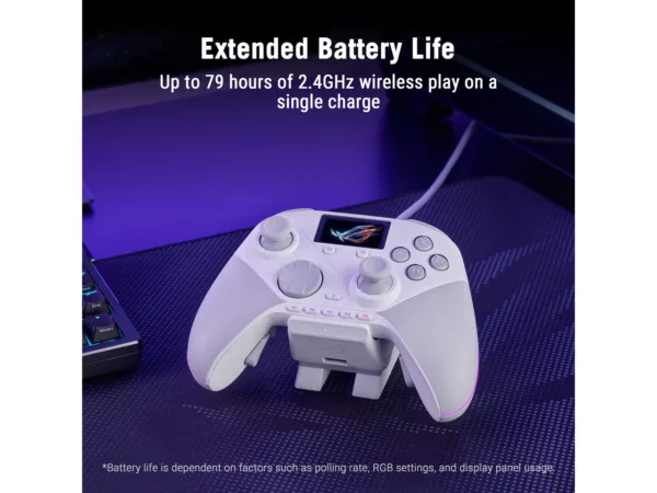 ASUS ROG Raikiri II Pro PC Controller, Wired/2.4GHz/Bluetooth, TMR Joysticks, White