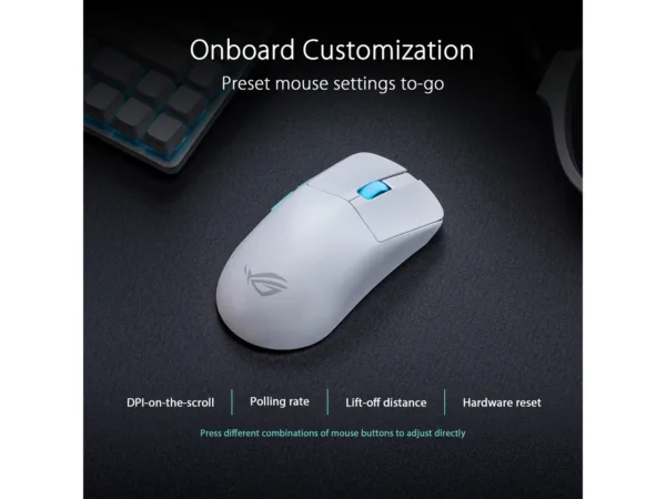 ASUS ROG Harpe Ace Aim Lab Edition Gaming Mouse, 54g, Tri-Mode, 36K DPI, White