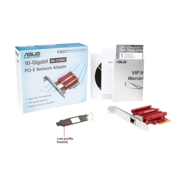 ASUS XG-C100C 10G Network Adapter, PCIe x4 Card, Single RJ-45 Port