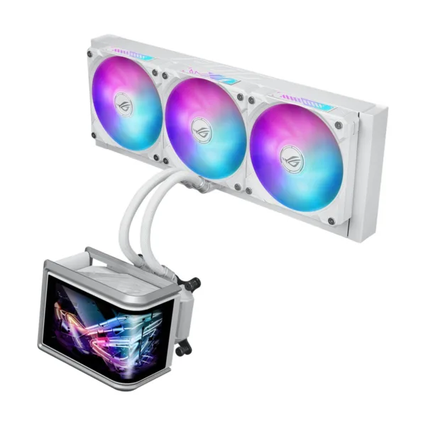ASUS ROG Ryuo IV SLC 360 ARGB AIO CPU Liquid Cooler, White, Movable 6.67" Curved AMOLED Display