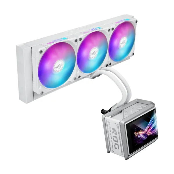 ASUS ROG Ryuo IV SLC 360 ARGB AIO CPU Liquid Cooler, White, Movable 6.67" Curved AMOLED Display