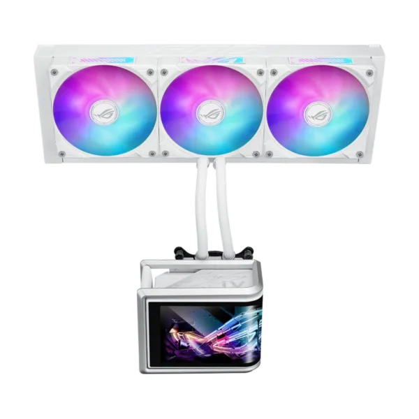 ASUS ROG Ryuo IV SLC 360 ARGB AIO CPU Liquid Cooler, White, Movable 6.67" Curved AMOLED Display