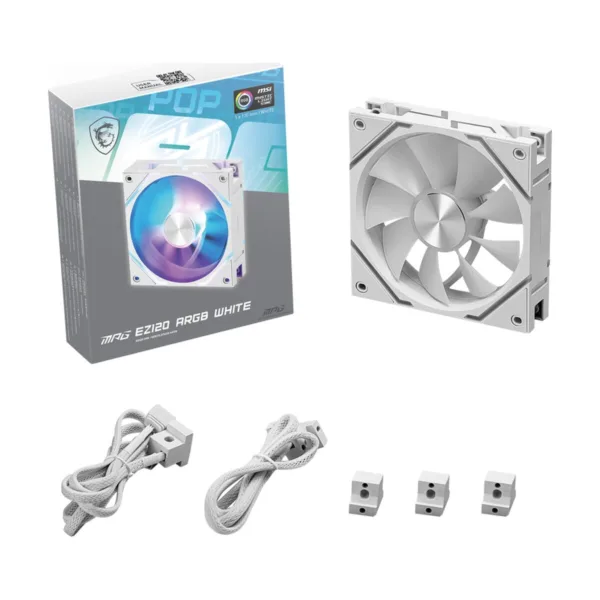MSI MPG EZ120 ARGB White Case Fan, 120mm, Fluid Dynamic Bearing, 1900 RPM