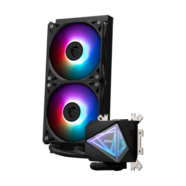 MSI MAG CoreLiquid I240 AIO ARGB CPU Liquid Cooler, Black, Infinity Mirror, 2x 120mm Fans