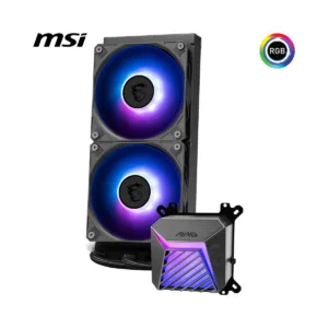 MSI MAG CoreLiquid A15 240 AIO ARGB CPU Liquid Cooler, Black, 2x 120mm ARGB PWM Fans