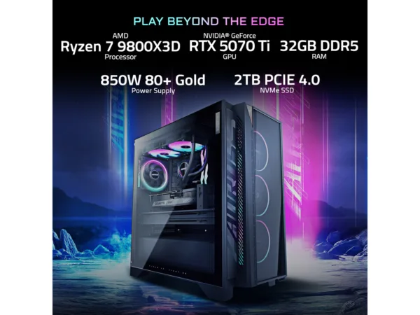 GIGABYTE AORUS PRIME 5 Gaming Desktop, Ryzen 7 9800X3D, RTX 5070 Ti, 32GB DDR5, 2TB SSD