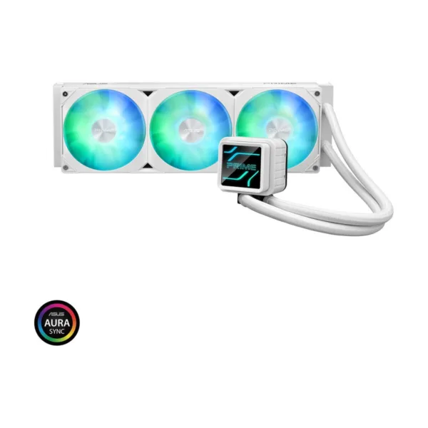 ASUS Prime LC 360 ARGB White Edition AIO CPU Liquid Cooler, 3x 120mm ARGB Fans, Aura Sync