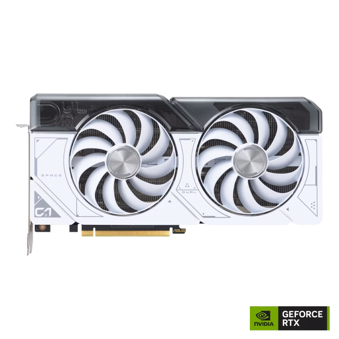 ASUS Dual GeForce RTX™ 4070 White OC Edition 12GB GDDR6X with two powerful Axial-tech fans and a 2.56-slot design for broad compatibility